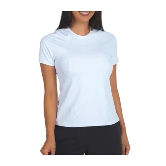 Spyder Tops - Spyder Women's Active Ribbed Short Sleeve Tee, White, Size XXL New
